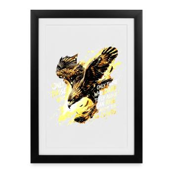 Fly Alone Eagle Quote Art - Framed poster (27 × 37 cm) - black - Front
