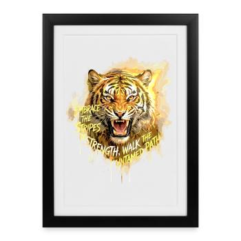 Citation de la Force du Tigre sur le Chemin Indompté - Affiche encadrée (27 × 37 cm) - noir - Devant