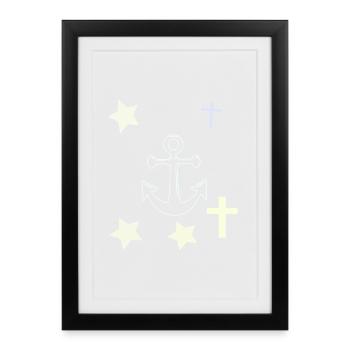 Ancres, étoiles et croix - Affiche encadrée (27 × 37 cm) - noir - Devant