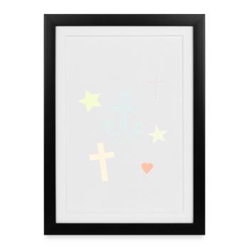 Anchor Dream Star Hearts Motif - Framed poster (27 × 37 cm) - black - Front