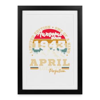 Avril 1943 Vintage Cadeau D'anniversaire - Affiche encadrée (27 × 37 cm) - noir - Devant