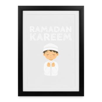Ramadan Kareem Enfant de la prière - Affiche encadrée (27 × 37 cm) - noir - Devant