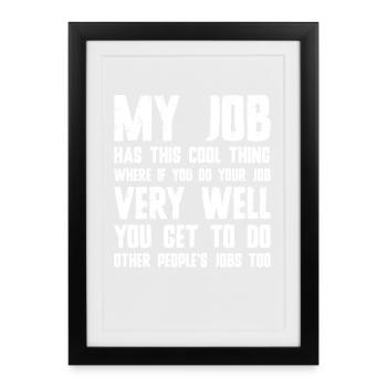 Motivation professionnelle Faute de frappe Imprimé - Affiche encadrée (27 × 37 cm) - noir - Devant