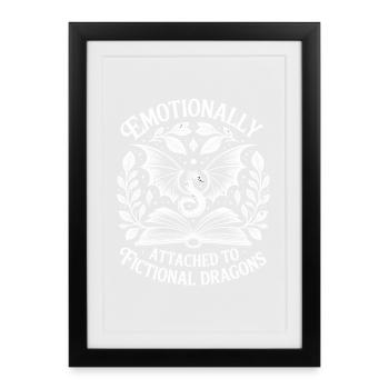 Romans fantastiques Lecteur de contes de fées de dragons drôle - Affiche encadrée (27 × 37 cm) - noir - Devant