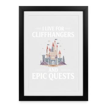 Cliffhangers And Epic Quests Fantasy Book - Framed poster (27 × 37 cm) - black - Front