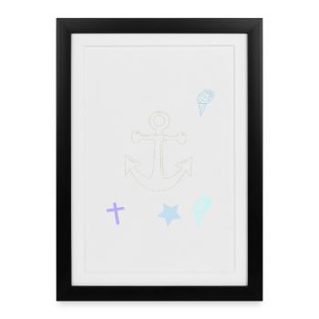 Glace Maritime Anchor Cross - Affiche encadrée (27 × 37 cm) - noir - Devant