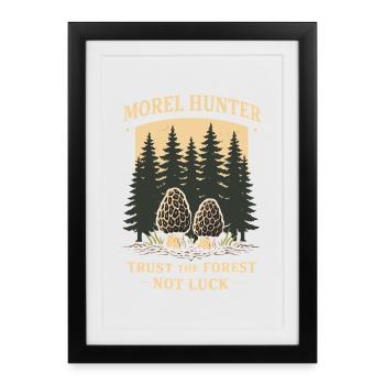 Chasseurs de morilles, champignons morilles sauvages sur - Affiche encadrée (27 × 37 cm) - noir - Devant