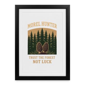 Chasseurs de morilles, champignons morilles sauvages sur - Affiche encadrée (27 × 37 cm) - noir - Devant