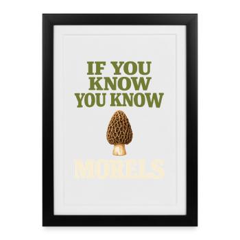 Chasseurs de morilles, champignons morilles sauvages sur - Affiche encadrée (27 × 37 cm) - noir - Devant