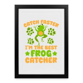 Frog Catcher The Best Frog Catcher Frog - Framed poster (27 × 37 cm) - black - Front