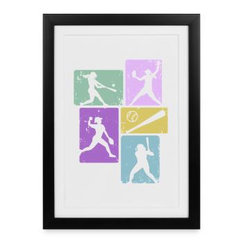 Baseball Girls Women Softball Players - Framed poster (27 × 37 cm) - black - Front