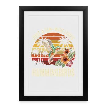 Coucher de soleil tropical du colibri - Affiche encadrée (27 × 37 cm) - noir - Devant