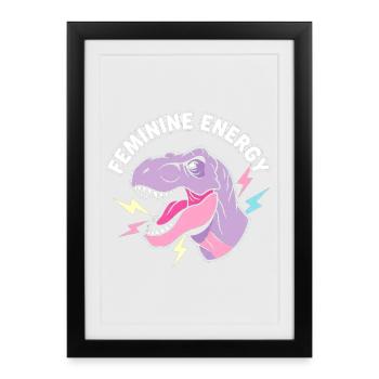 Énergie féminine NeonDino - Affiche encadrée (27 × 37 cm) - noir - Devant