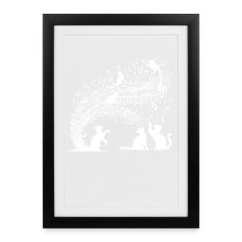 Whimsical Cat Choir on Music Staff Cats Lover Fun - Framed poster (27 × 37 cm) - black - Front