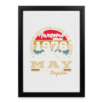 Mai 1976 Vintage Cadeau d'anniversaire - Affiche encadrée (27 × 37 cm) - noir - Devant