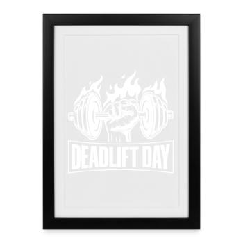 Journée de soulevé de terre pour bodybuilders de powerlifting - Affiche encadrée (27 × 37 cm) - noir - Devant