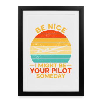 Airplane Flight Pilot Airplane Airline - Framed poster (27 × 37 cm) - black - Front