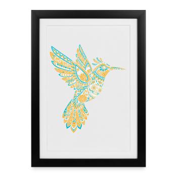 Crâne Alebrije Colibri mexicain - Affiche encadrée (27 × 37 cm) - noir - Devant