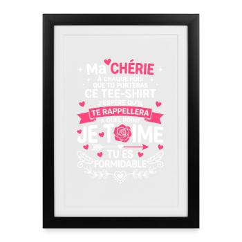 Ma Chérie Tee Je t'aime Formidable - Affiche encadrée (27 × 37 cm) - noir - Devant