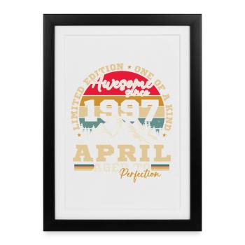Avril 1997 Vintage Cadeau D'anniversaire - Affiche encadrée (27 × 37 cm) - noir - Devant