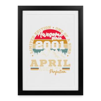 Avril 2001 Vintage Cadeau D'anniversaire - Affiche encadrée (27 × 37 cm) - noir - Devant