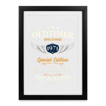 55. Geburtstag Geschenk Mann Oldtimer Vintage 1971 - Gerahmtes Poster (27 × 37 cm) - Schwarz - Vorne
