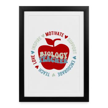 Biology Teacher Motivate Inspire Educate Quote - Framed poster (27 × 37 cm) - black - Front