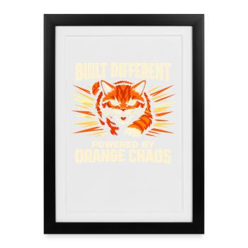 Chat Orange Chaos Drôle de Mème Chat Orange Tigré - Affiche encadrée (27 × 37 cm) - noir - Devant