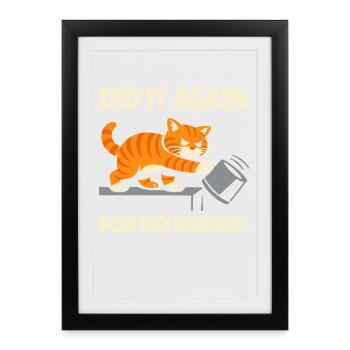 Chat Orange Chaos Drôle de Mème Chat Orange Tigré - Affiche encadrée (27 × 37 cm) - noir - Devant