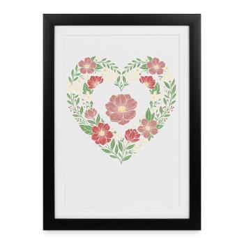 Floral Heart Botanical Bloom Design - Framed poster (27 × 37 cm) - black - Front