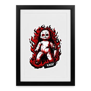 Flame Voodoo Doll Inferno - Framed poster (27 × 37 cm) - black - Front