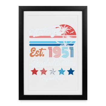 Cadeau d’anniversaire vintage 1951 75e anniversaire 75 ans - Affiche encadrée (27 × 37 cm) - noir - Devant