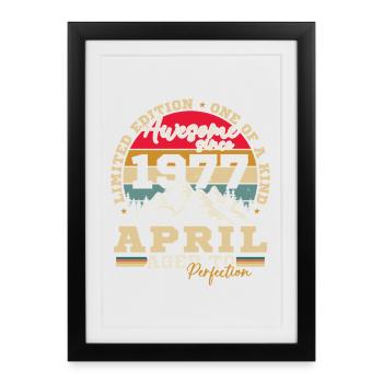 Avril 1977 Vintage Cadeau D'anniversaire - Affiche encadrée (27 × 37 cm) - noir - Devant