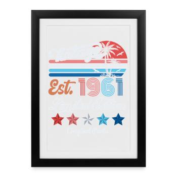 Cadeau d’anniversaire vintage 1961 65e anniversaire 65 ans - Affiche encadrée (27 × 37 cm) - noir - Devant