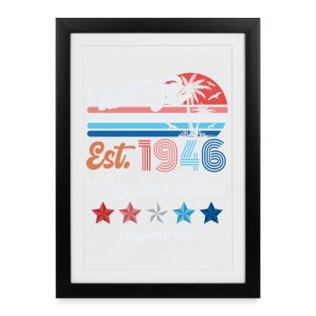 Cadeau d’anniversaire vintage 1946 80e anniversaire 80 ans - Affiche encadrée (27 × 37 cm) - noir - Devant