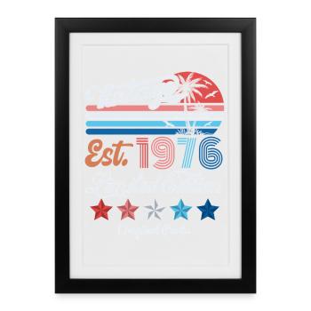 Cadeau d’anniversaire vintage 1976 50e anniversaire 50 ans - Affiche encadrée (27 × 37 cm) - noir - Devant
