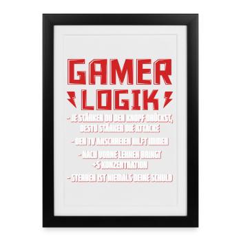 Gamer Logik Kraft im Spiel - Gerahmtes Poster (27 × 37 cm) - Schwarz - Vorne
