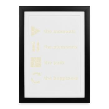 Pleine conscience, moments, souvenirs, bonheur - Affiche encadrée (27 × 37 cm) - noir - Devant
