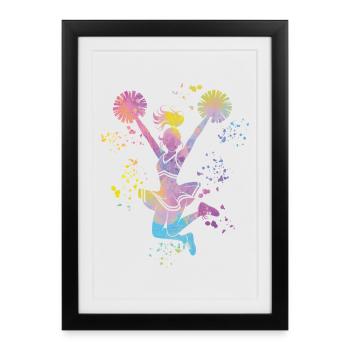 Cheerpom pom girls Mom Cheerleading - Affiche encadrée (27 × 37 cm) - noir - Devant