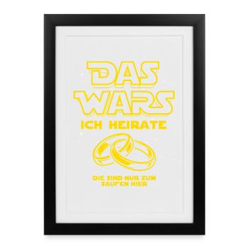 JGA Das Wars. Ich heirate - Eheringe - Gerahmtes Poster (27 × 37 cm) - Schwarz - Vorne
