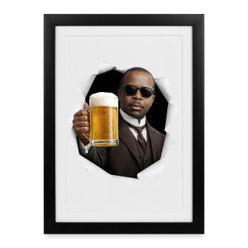 Scott Joplin with sunglasses and beer - Framed poster (27 × 37 cm) - black - Front