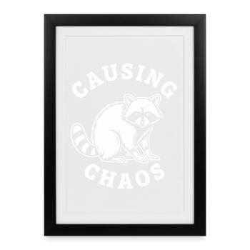 Chaotic Raccoon Causing Chaos - Framed poster (27 × 37 cm) - black - Front
