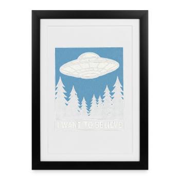 OVNI au-dessus de la forêt que je veux croire - Affiche encadrée (27 × 37 cm) - noir - Devant
