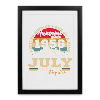 Juillet 1956 Rétro Cadeau D'anniversaire - Affiche encadrée (27 × 37 cm) - noir - Devant
