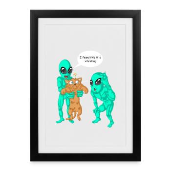 Des extraterrestres ont trouvé une chemise de chat - Affiche encadrée (27 × 37 cm) - noir - Devant