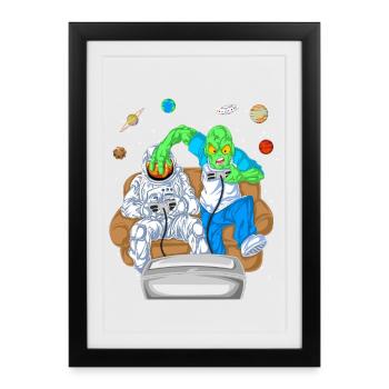 T-shirt de jeu Alien Astronaut - Affiche encadrée (27 × 37 cm) - noir - Devant