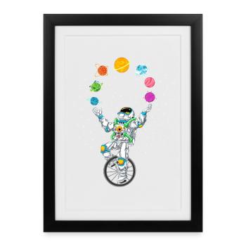 Astronaut Juggling Planets Shirt - Framed poster (27 × 37 cm) - black - Front