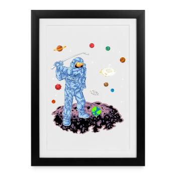 Chemise de golf spatial Astronaute - Affiche encadrée (27 × 37 cm) - noir - Devant