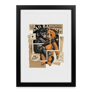 Tampons Bébé Singe Punch - Affiche encadrée (27 × 37 cm) - noir - Devant