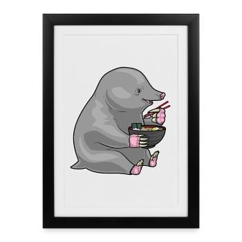 Mole Cook Ramen Cooking - Framed poster (27 × 37 cm) - black - Front